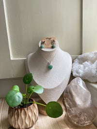 Silver Green Aventurine Heart Jewellery Set