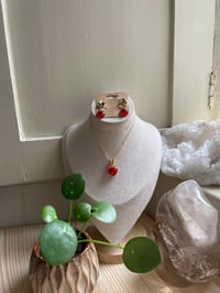 Gold Carnelian Heart Jewellery Set