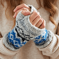 Image 1 of Woollen Fairisle Handwarmer Gloves
