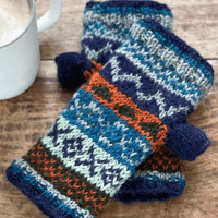 Image 2 of Woollen Fairisle Handwarmer Gloves