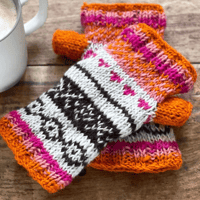 Image 3 of Woollen Fairisle Handwarmer Gloves