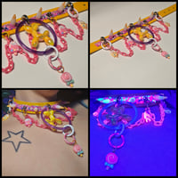 Image 1 of OTT Decora CARNIVAL SWEETS Spiked Choker in orange/purple/pink