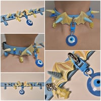 Image 2 of OTT Pastel Goth Eyeball Batwing Spiked choker