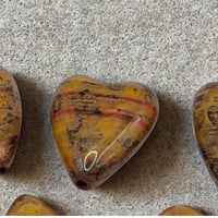 Image 1 of Elongated Czech Glass Heart Beads – Orange Travertine Mix (16x13mm) | Set of 3