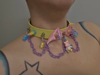 Image 5 of OTT Pastel Goth Batwing Bears and Chain Spiked choker