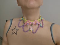 Image 6 of OTT Pastel Goth Batwing Bears and Chain Spiked choker