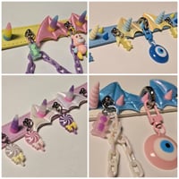 Image 7 of OTT Pastel Goth Batwing Bears and Chain Spiked choker