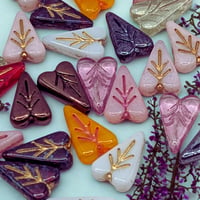 Image 1 of Czech Glass Heart Leaf Beads 16x11mm | Multicolor Mix | Set of 5