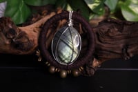 Image 5 of Brown hemp cord labradorite necklace
