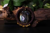 Image 4 of Brown hemp labradorite green beads necklace