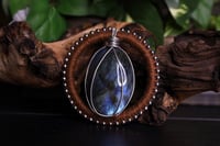 Image 4 of Copper linen blue flash labradorite necklace