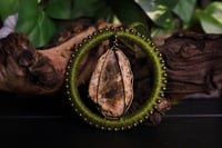 Image 2 of Green linen petrified wood necklace