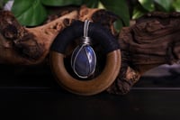 Image 5 of Black hemp wooden ring labradorite necklace