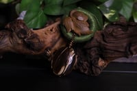 Image 3 of Green linen wooden ornament amber necklace