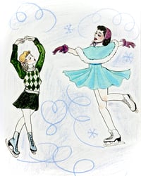 Image 2 of Ice Skaters Print (8x10'') - COLOUR OR BLACK AND WHITE