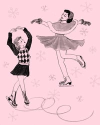 Image 1 of Ice Skaters Print (8x10'') - COLOUR OR BLACK AND WHITE