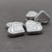 Image 1 of Czech Glass Matte Silver Heart Beads 14x16mm | Crystal Finish | Set of 7