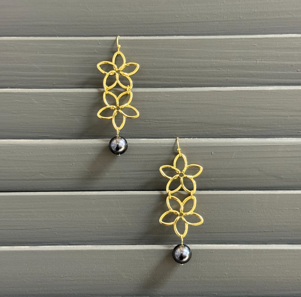 Image of DOUBLE PLUMERIA FLOWER WOMEN'S EARRINGS