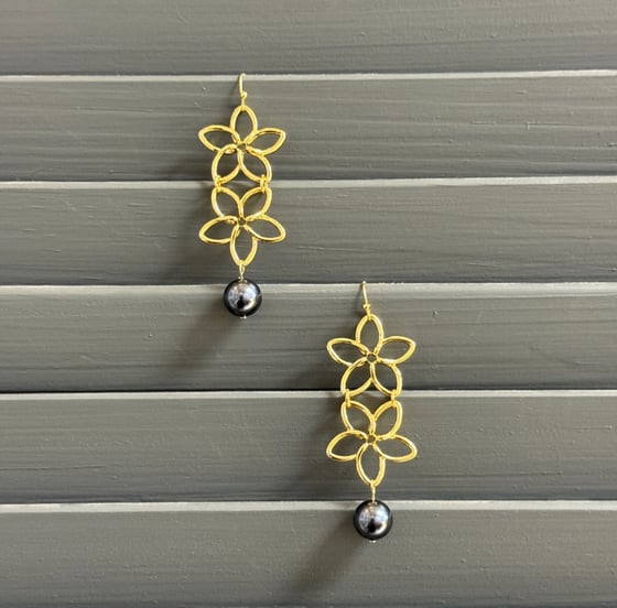 Image of DOUBLE PLUMERIA FLOWER WOMEN'S EARRINGS