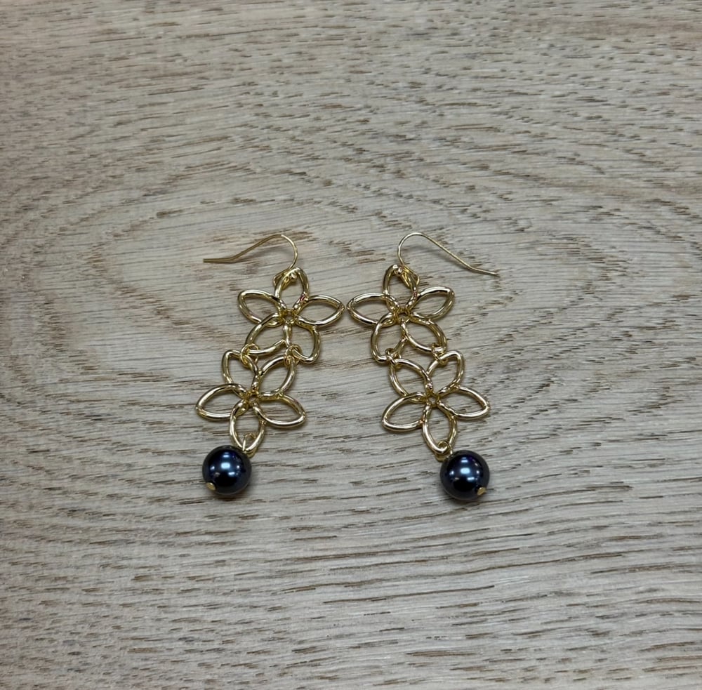 Image of DOUBLE PLUMERIA FLOWER WOMEN'S EARRINGS