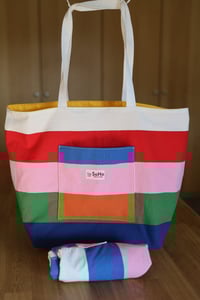 Image 2 of Striped Mathilda Market Tote (yellow interior)