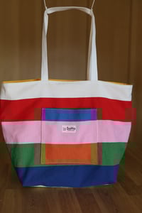 Image 1 of Striped Mathilda Market Tote (yellow interior)