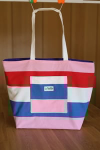 Image 1 of Striped Mathilda Market Tote (purple interior)