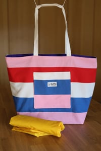 Image 2 of Striped Mathilda Market Tote (purple interior)