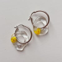 Clear Glass Earrings with Flowers