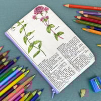 Image 2 of Mint and Marjoram, Herbs and Wild Flowers Book Page Pencil Case