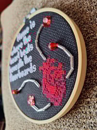 Image 2 of Home is where the heart beats beneath the floorboards Poe Inspired Hoop