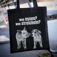 Image 1 of Wen essen? Wen streicheln? | Stofftasche