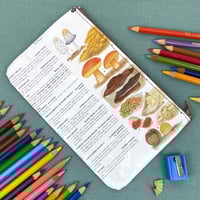 Image 1 of Mushrooms and Fungi, Mycology Book Page Pencil Case