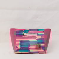 Image 1 of Small grab-handle Clutch multicolored lines