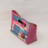 Image 5 of Small grab-handle Clutch multicolored lines