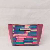 Image 3 of Small grab-handle Clutch multicolored lines
