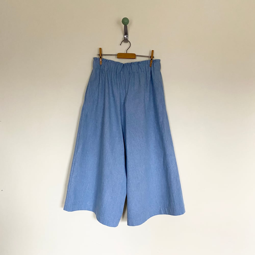Image of Light Wash Denim Wide Leg Trousers