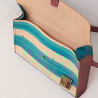 Image 7 of Two-way Clutch aqua stripes