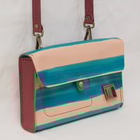 Image 2 of Two-way Clutch aqua stripes