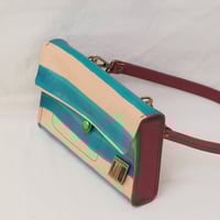 Image 4 of Two-way Clutch aqua stripes