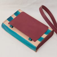 Image 6 of Two-way Clutch aqua stripes