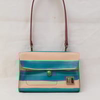 Image 1 of Two-way Clutch aqua stripes