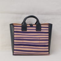 Image 3 of Medium Tote purple stripes