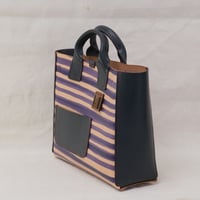 Image 5 of Medium Tote purple stripes