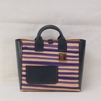 Image 1 of Medium Tote purple stripes