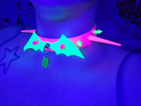 Image 3 of UV REACTIVE Neon Batwing Cybergoth spiked choker
