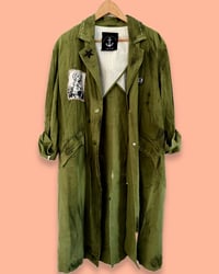 Image 2 of CARTOON UPCYCLED  ¥ UNISEX ¥ VINTAGE TRENCHCOAT ¥ IBIZA¥ HANDPAINTED