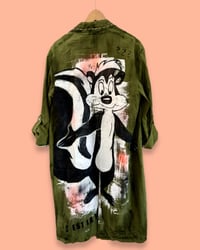 Image 3 of CARTOON UPCYCLED  ¥ UNISEX ¥ VINTAGE TRENCHCOAT ¥ IBIZA¥ HANDPAINTED