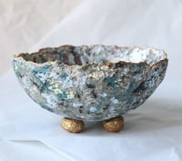 Image 2 of Handmade Paper Mache Bowl with Marine Motifs | Eco Art Decor