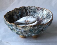 Image 7 of Handmade Paper Mache Bowl with Marine Motifs | Eco Art Decor